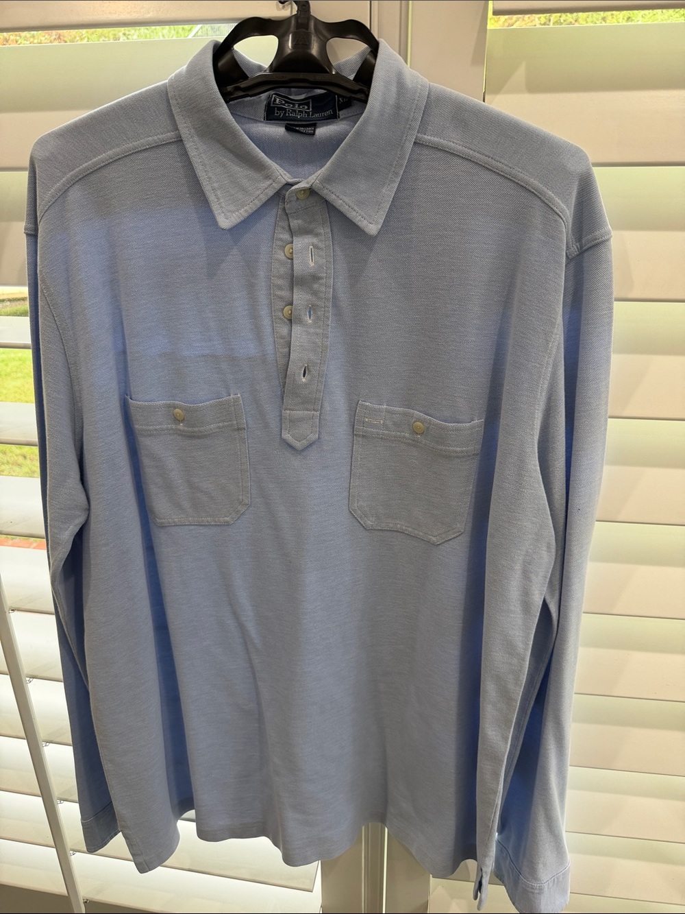 Polo by Ralph Lauren Light Blue Long-Sleeve Polo with Chest Pockets